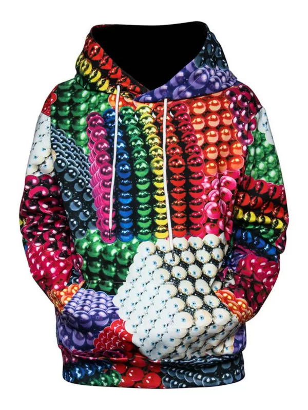 3d Magnetic Balls Colorful Print Pullover Hoodie