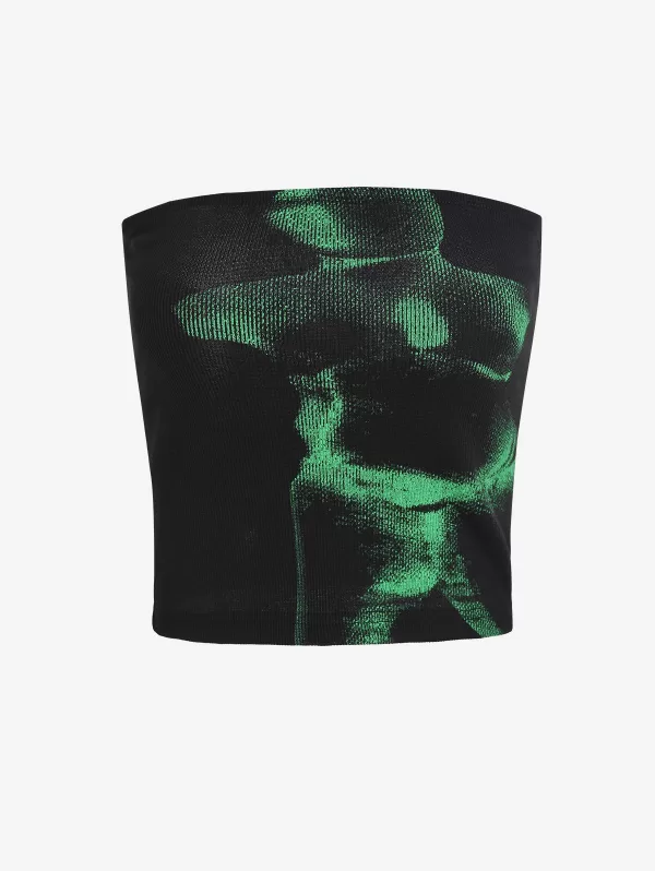 Abstract Print Crop Tube Top