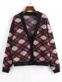 Argyle Drop Shoulder Cardigan