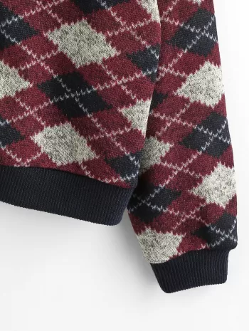 Argyle Drop Shoulder Cardigan