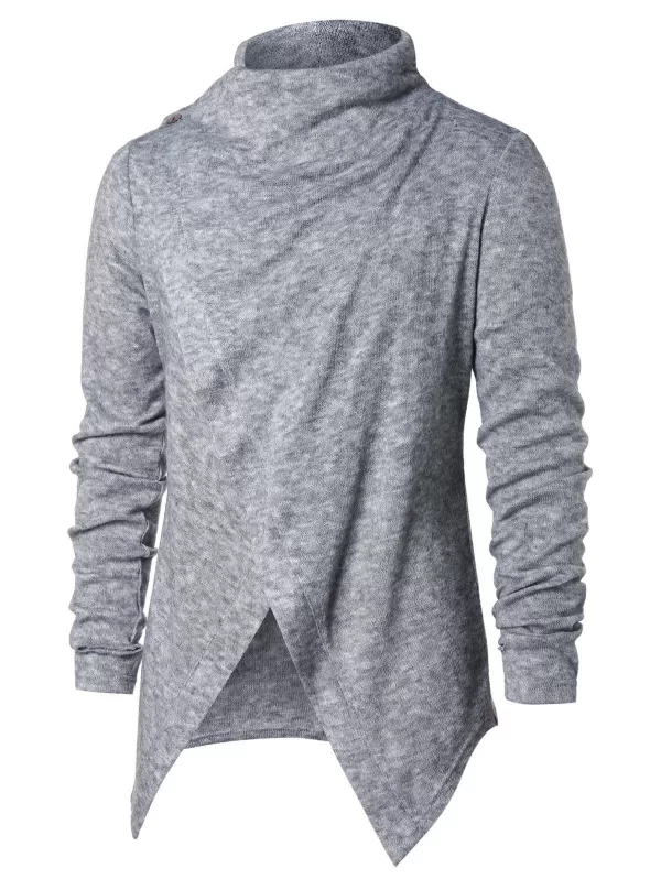 Asymmetric Button Long Sleeve Cardigan