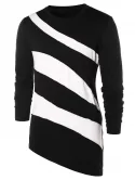 Asymmetric Color Block Long Sleeve T-shirt