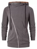 Asymmetric Zip Color Block Hoodie
