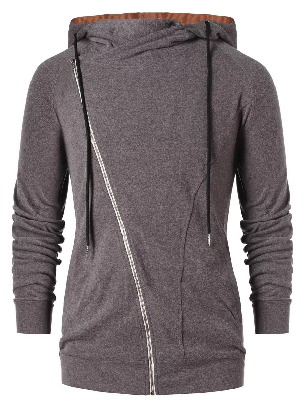 Asymmetric Zip Color Block Hoodie