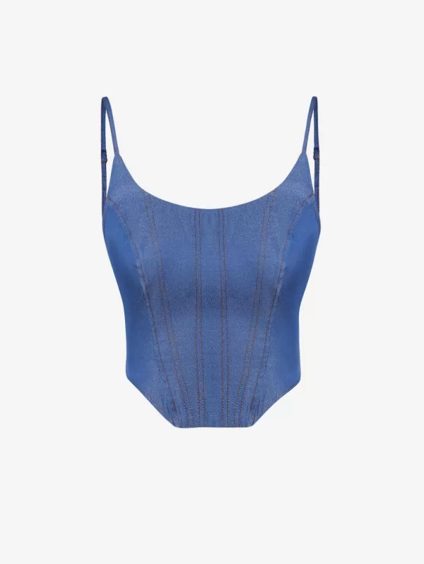 Back Zip Seams Corset Camisole