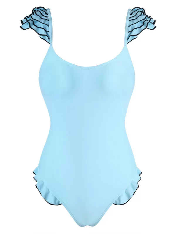 Backless Ruffle One-piece Swimsuit
