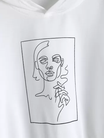 Boxy Figure Print Hoodie