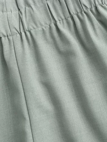 Button Up Tied Pocket High Waisted Shorts Set