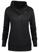Buttoned Turtleneck Sweatshirt