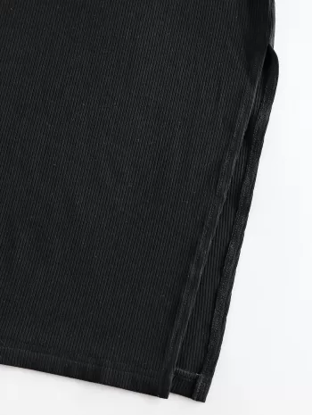 Cap Sleeve Ribbed Slit Dress