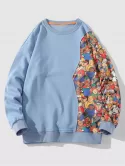 Cartoon Teddy Bear Patchwork Sweatshirt