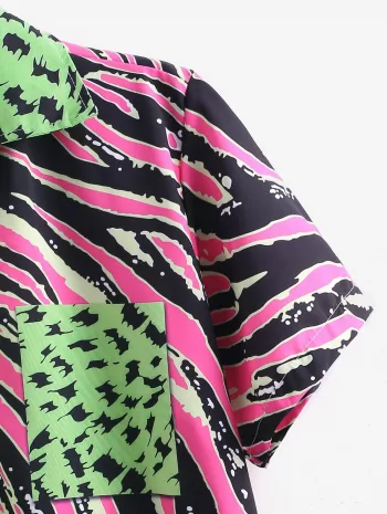 Casual Spliced Printed Button Shirt