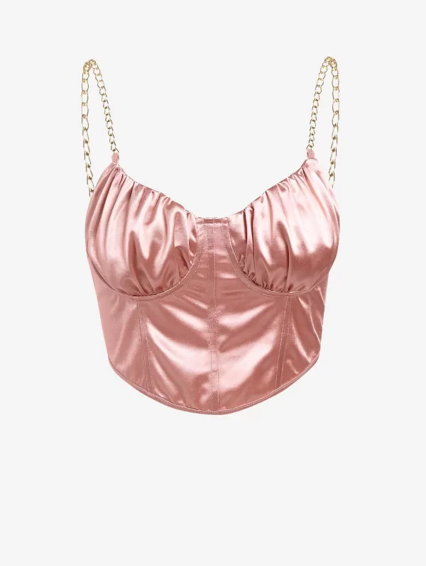 Chain Ruched Bust Corset Style Bralette Top