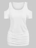 Cold Shoulder Ruched Tunic T Shirt
