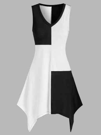 Colorblock Handkerchief Tank Dress