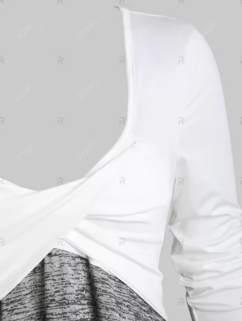 Colorblock Twisted Plunging Tee Dress