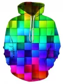 Colorful Block 3d Print Kangaroo Pocket Hoodie