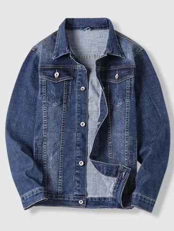 Contrast Stitching Scratch Jean Jacket