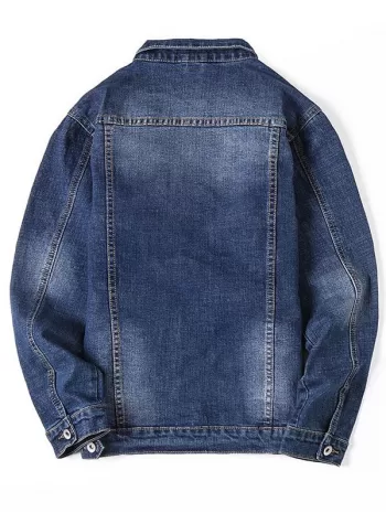 Contrast Stitching Scratch Jean Jacket