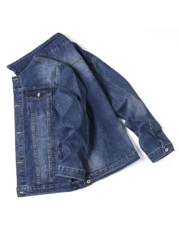 Contrast Stitching Scratch Jean Jacket