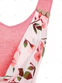 Cowl Front Floral Print Overlay Tank Top