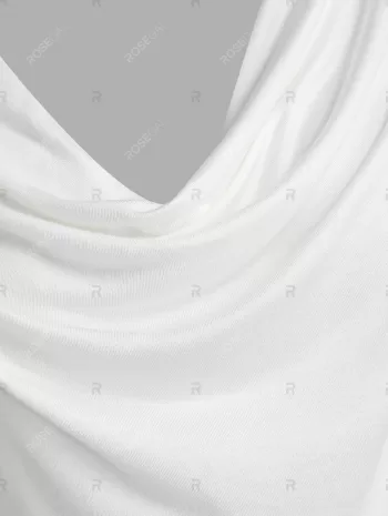 Cowl Neck Back Lace Insert T Shirt