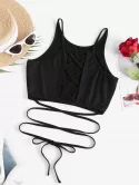 Criss Cross Tie-around Midriff Flossing Crop Top