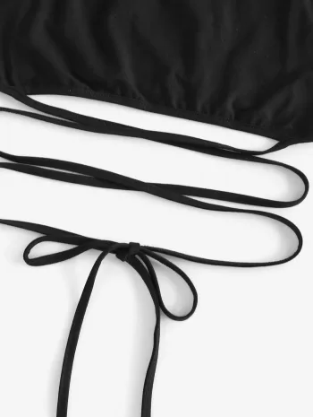 Criss Cross Tie-around Midriff Flossing Crop Top