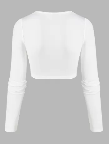 Cropped Drawstring Tie Cut Out Tee