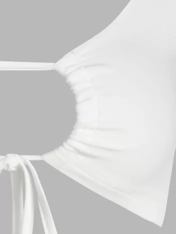 Cropped Drawstring Tie Cut Out Tee