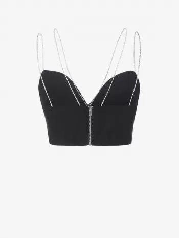 Cropped Rhinestones Chains Bustier Cami Top