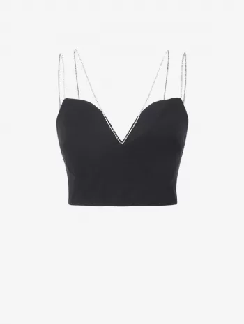 Cropped Rhinestones Chains Bustier Cami Top