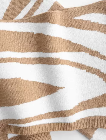 Cropped Zebra Stripes Bandeau Top And Cardigan Set