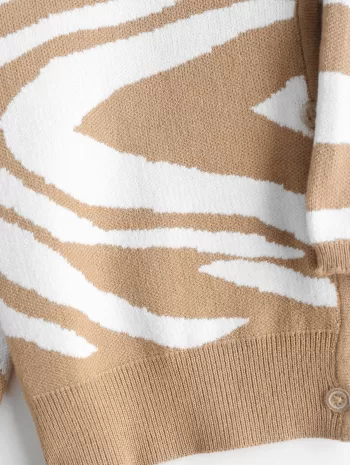 Cropped Zebra Stripes Bandeau Top And Cardigan Set