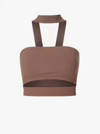 Cut Out Choker Ribbed Crop Top