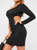 Cut Out One Shoulder Slinky Dress