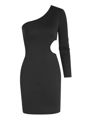 Cut Out One Shoulder Slinky Dress