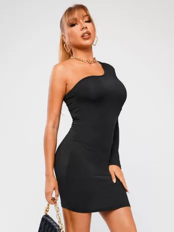 Cut Out One Shoulder Slinky Dress