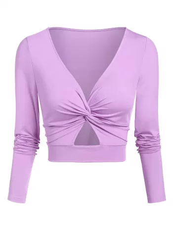 Cut Out Twist Front Cropped T-shirt