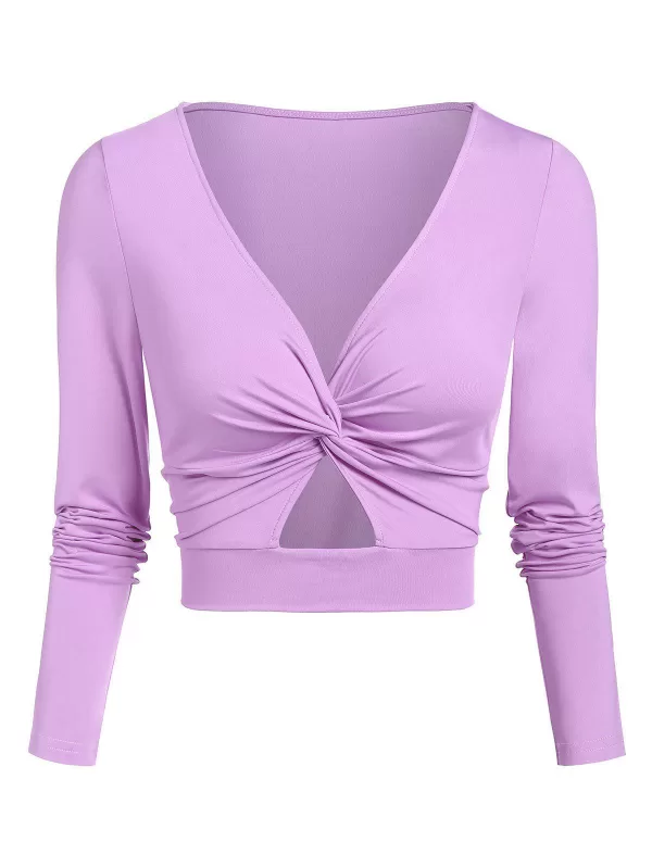 Cut Out Twist Front Cropped T-shirt