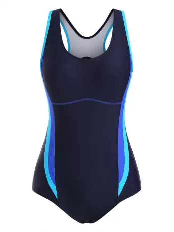 Cutout Back Colorblock Stitching One-piece Swimsuit