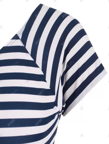 Cutout Sailor Striped One-piece Swimsuit