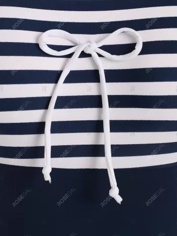 Cutout Sailor Striped One-piece Swimsuit