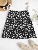 Daisy Print Ruffles Mini Skirt