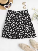 Daisy Print Ruffles Mini Skirt