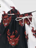 Devil Print Two Tone Shirt And Shorts Set