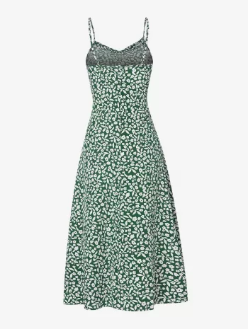 Ditsy Print Slit Midi Dress