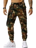 Drawstring Camouflage Print Strap Cargo Pants