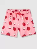 Drawstring Pockets Fruit Apple Print Casual Shorts