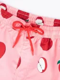 Drawstring Pockets Fruit Apple Print Casual Shorts